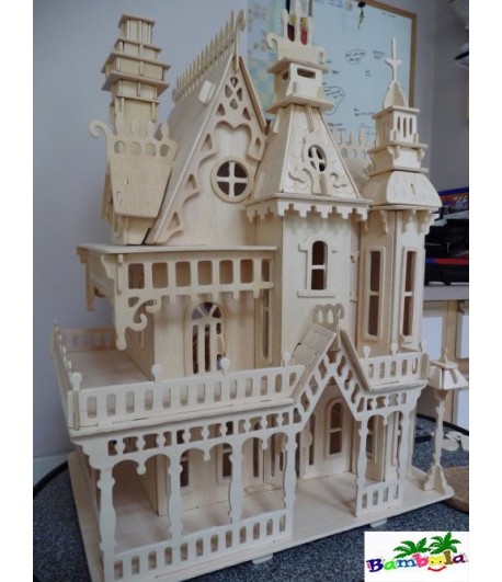 Modèle de maison de bricolage, maison de villa en bois puzzle 3D